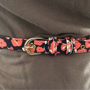 New Lux Fabric Floral Belt Gold Buckle Quality